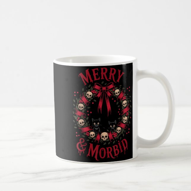 Caneca De Café Merry And Morbid Christmas Funny Cute Cats Goth Cr (Direita)
