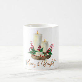 Caneca De Café Merry & Bright Candle Holly Christmas Coffee Mug 
