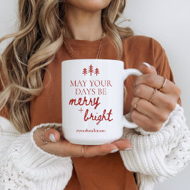 Caneca De Café Merry & Bright Custom Christmas Mug for Her or Him