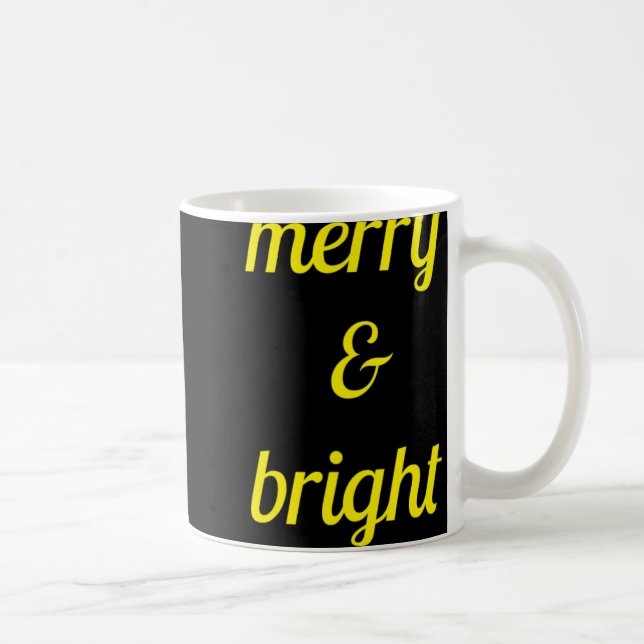 Caneca De Café Merry Bright Navy Blue Yellow Gift T Shirt  (Direita)