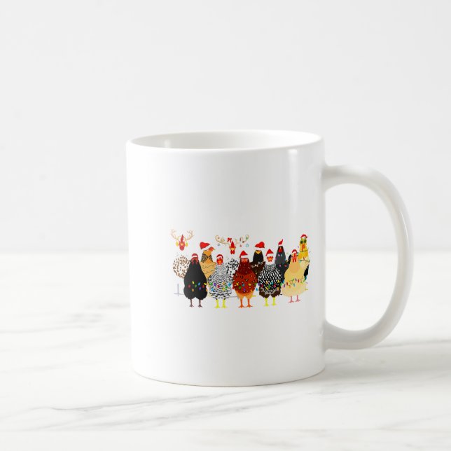 Caneca De Café Merry Chickmas Chicken Christmas Ornament Lights S (Direita)