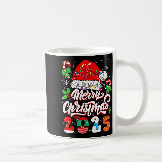Caneca De Café Merry Christmas 2025 Family Matching Pajamas Xmas  (Direita)