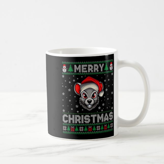 Caneca De Café Merry Christmas 2025 Rat Santa Hat Ugly Xmas  (Direita)