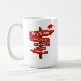 Caneca De Café Merry Christmas and Happy New Year Wooden Arrows