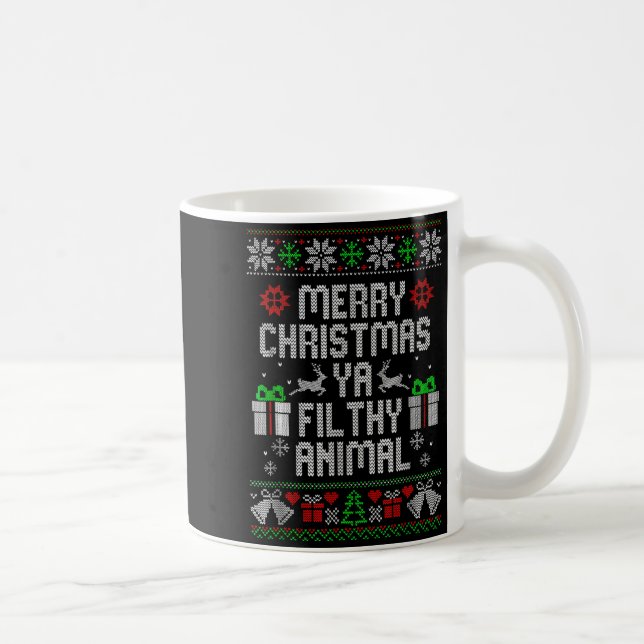 Caneca De Café Merry Christmas Animal Filthy Ya Xmas Pajama  (Direita)
