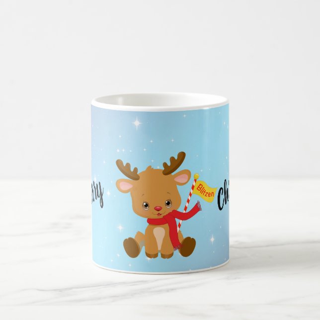Caneca De Café Merry Christmas Blitzen Reindeer (Centro)