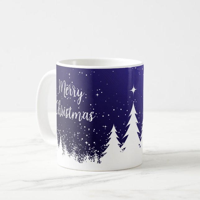 Caneca De Café  Merry Christmas Blue Mug (Frente Esquerda)