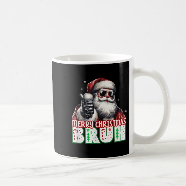 Caneca De Café Merry Christmas Bruh Thumbs Up Chill Santa Claus F (Direita)