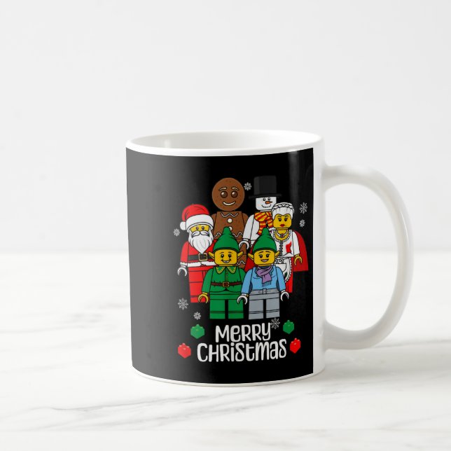 Caneca De Café Merry Christmas Building Bricks Santa Elf Snowman  (Direita)