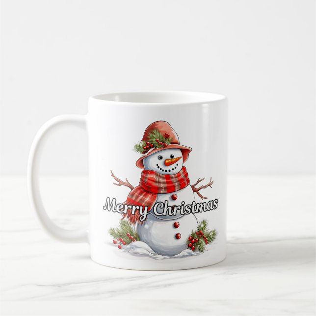 Caneca De Café Merry Christmas Bundled-up Little Snowman (Esquerda)