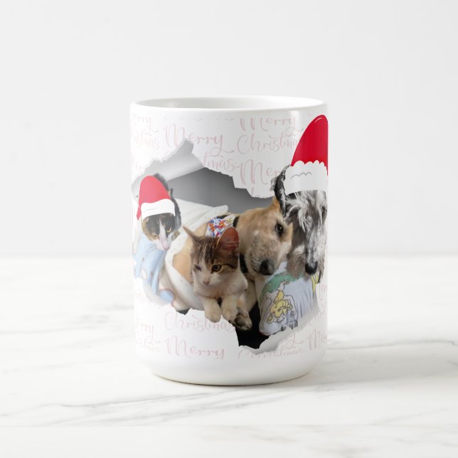 Caneca De Café Merry Christmas cats and dogs mug (Centro)