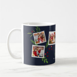 Caneca De Café Merry Christmas Collage Custom Modern Holly