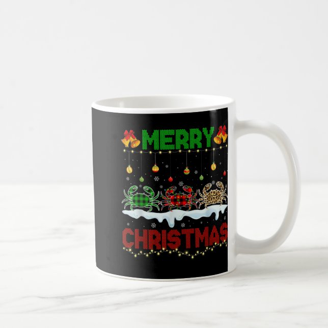 Caneca De Café Merry Christmas Cute Crab Xmas Leopard Plaid Santa (Direita)