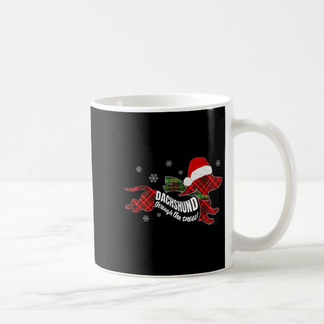 Caneca De Café Merry Christmas Dachshund Dog Through The Snow Pla (Direita)