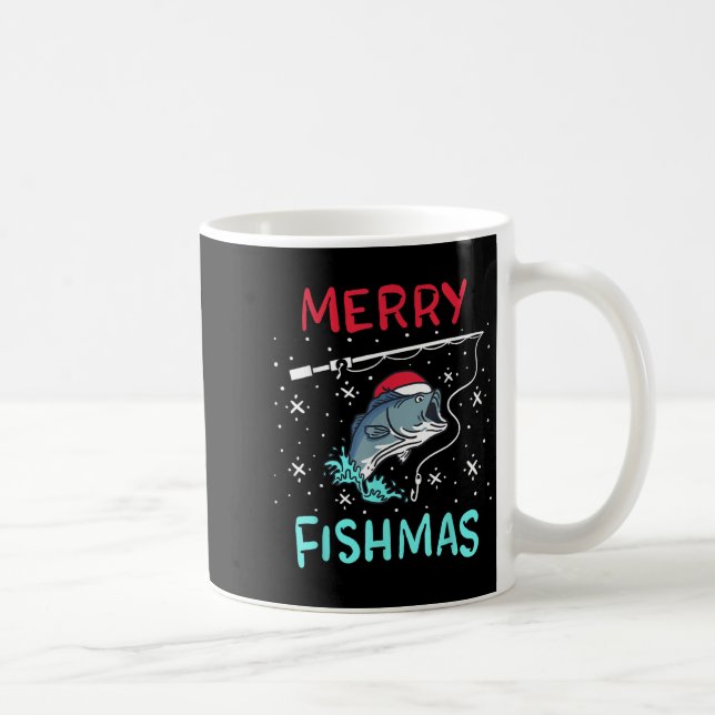 Caneca De Café Merry Christmas Fishmas Funny Fishing Fish Gift Pr (Direita)