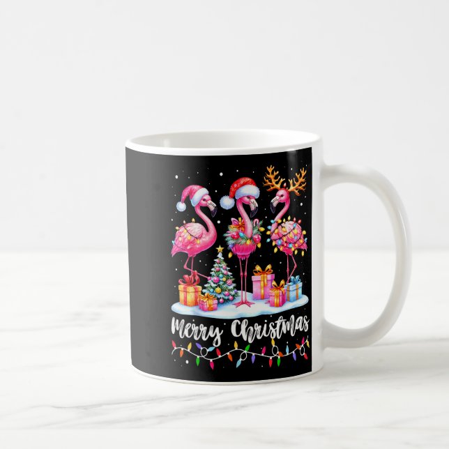 Caneca De Café Merry Christmas Flamingo Santa Hat Xmas Pajamas Ho (Direita)