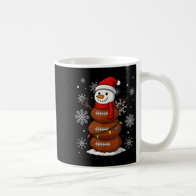 Caneca De Café Merry Christmas Football Snowman Holiday Srts Xmas (Direita)