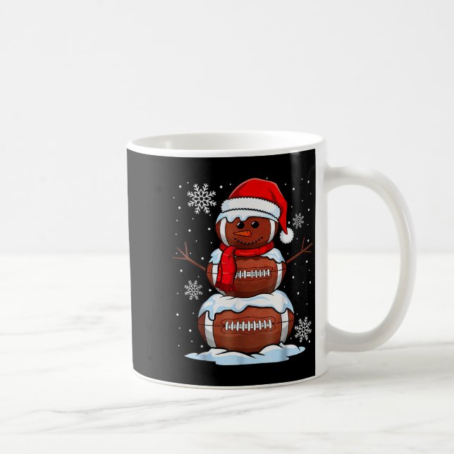 Caneca De Café Merry Christmas Football Snowman Holiday Srts Xmas (Direita)