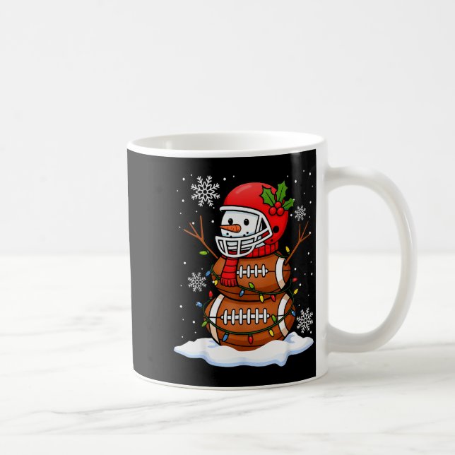 Caneca De Café Merry Christmas Football Snowman Holiday Srts Xmas (Direita)