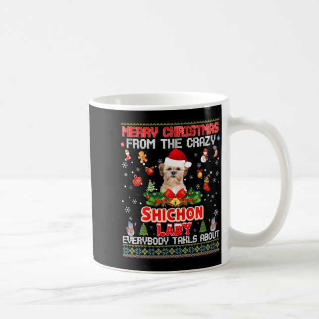 Caneca De Café Merry Christmas From The Shichon Dog Lady Everybod (Direita)