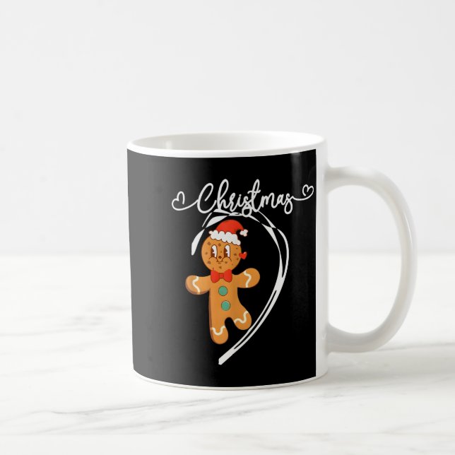 Caneca De Café Merry Christmas Gingerbread Couple Christmas Pajam (Direita)