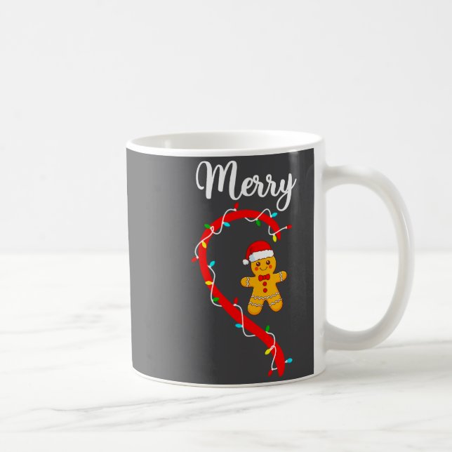 Caneca De Café Merry Christmas Gingerbread Couple Xmas Pajamas Ma (Direita)
