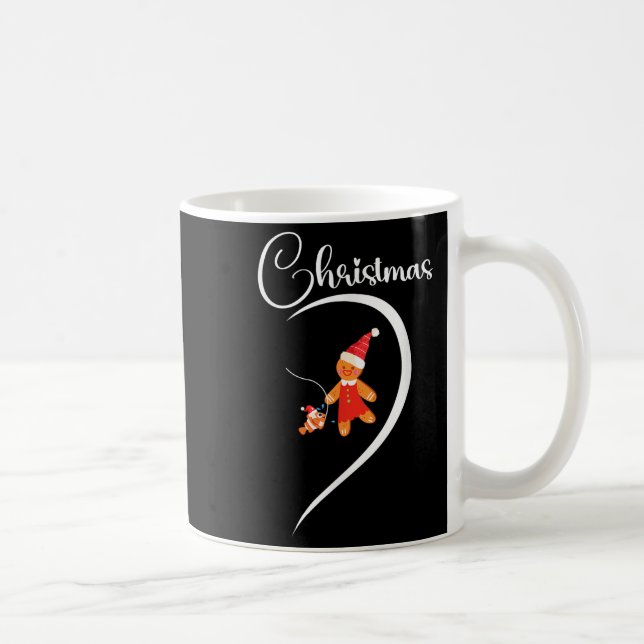 Caneca De Café Merry Christmas Gingerbread Fishing Lover Couple C (Direita)