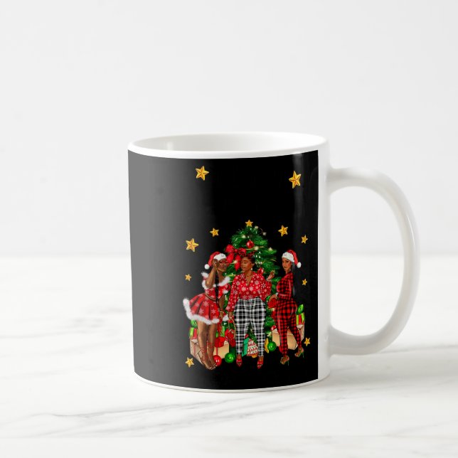 Caneca De Café Merry Christmas Happy New Year African American Bl (Direita)