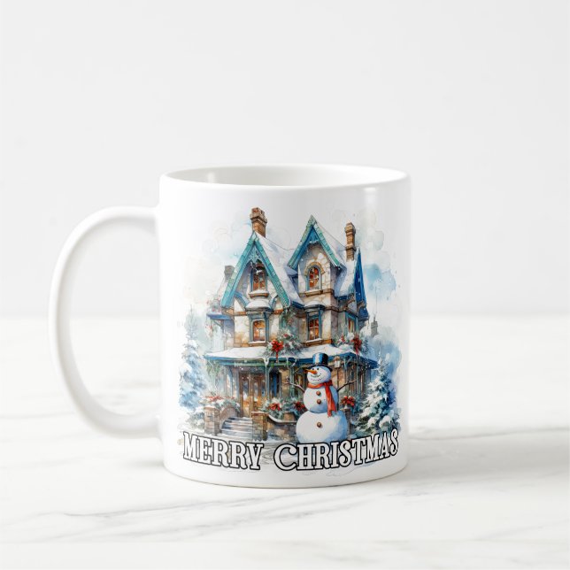Caneca De Café Merry Christmas Holiday Winter Snowman (Esquerda)