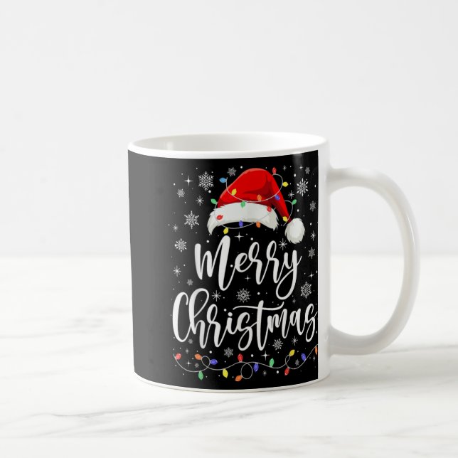 Caneca De Café Merry Christmas Lights Red Santa Family Xmas Pajam (Direita)