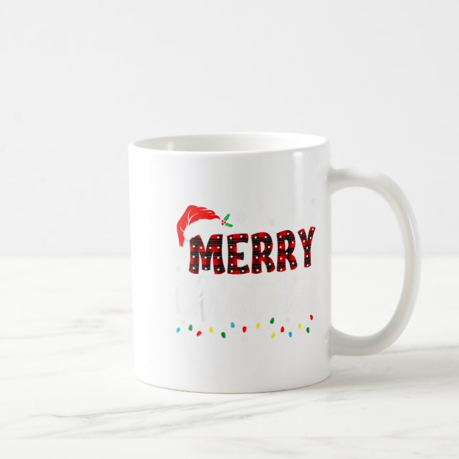Caneca De Café Merry Christmas Lights Santa Hat Xmas Family Match (Direita)