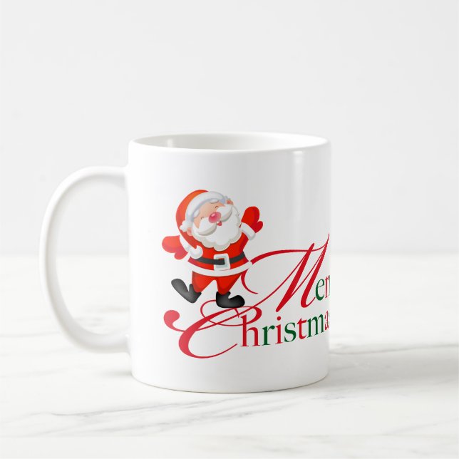 Caneca De Café Merry Christmas Love custom red green (Esquerda)