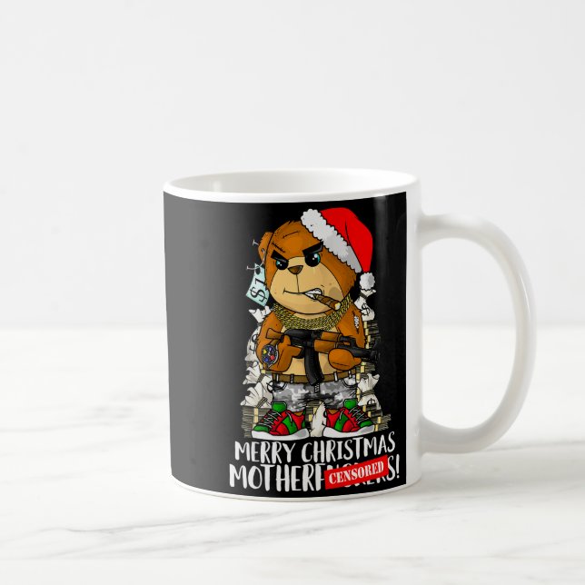 Caneca De Café Merry Christmas Motherfker! Hip Hop Teddy Bear Xma (Direita)