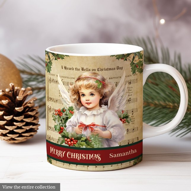 Caneca De Café Merry Christmas Mug Green Red Angel Celebration (Merry Christmas Mug Green Red Angel Celebration)