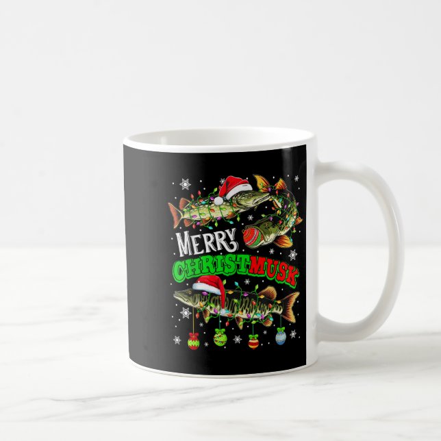 Caneca De Café Merry Christmas Musky Three Santa Muskies Fisher F (Direita)