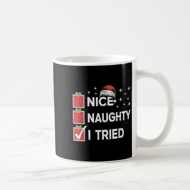 Caneca De Café Merry Christmas Nice Naughty I Tried Christmas Lis (Direita)