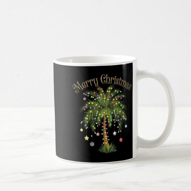 Caneca De Café Merry Christmas Palm Tree Light Hawaiian Trocal Ch (Direita)