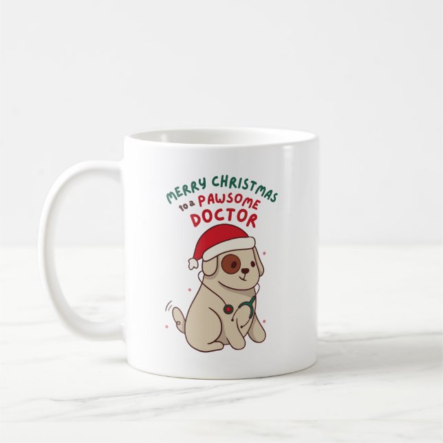 CANECA DE CAFÉ MERRY CHRISTMAS PARA UM MÉDICO PAWSOME (Esquerda)