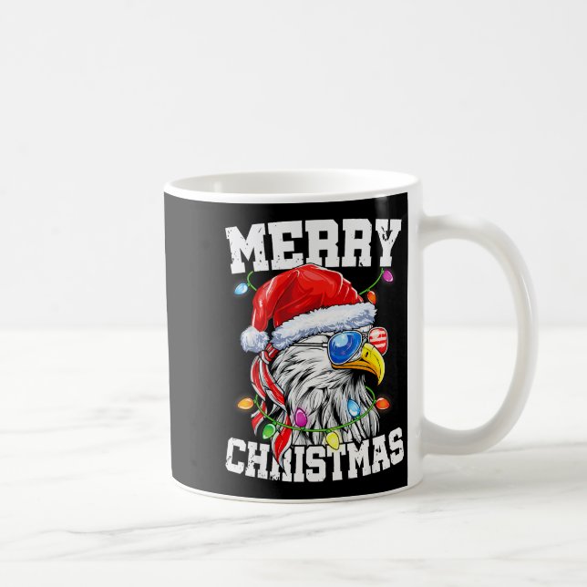 Caneca De Café Merry Christmas Patriotic Usa Patriotic Santa Bald (Direita)
