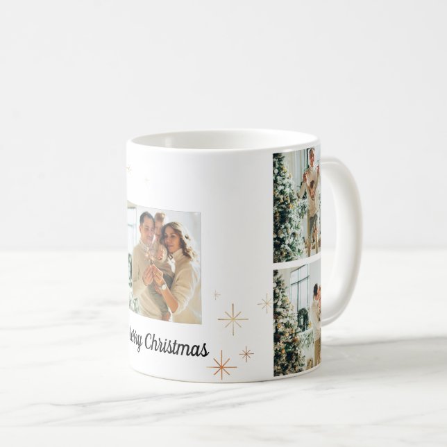 Caneca De Café Merry Christmas Photo Mug – Your Family Collage (Frente Esquerda)