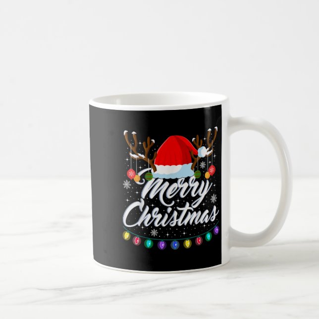 Caneca De Café Merry Christmas Red Santa Hat Reindeer Xmas Matchi (Direita)