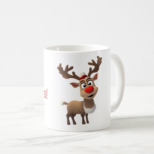 Caneca De Café Merry Christmas Reindeer - Mug (Frente Esquerda)