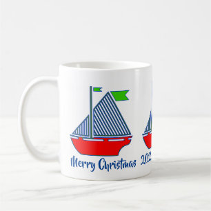 Caneca De Café Merry Christmas Sailboat Mug