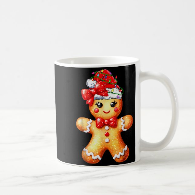Caneca De Café Merry Christmas Shirt Gingerbread Santa Pajamas Gi (Direita)
