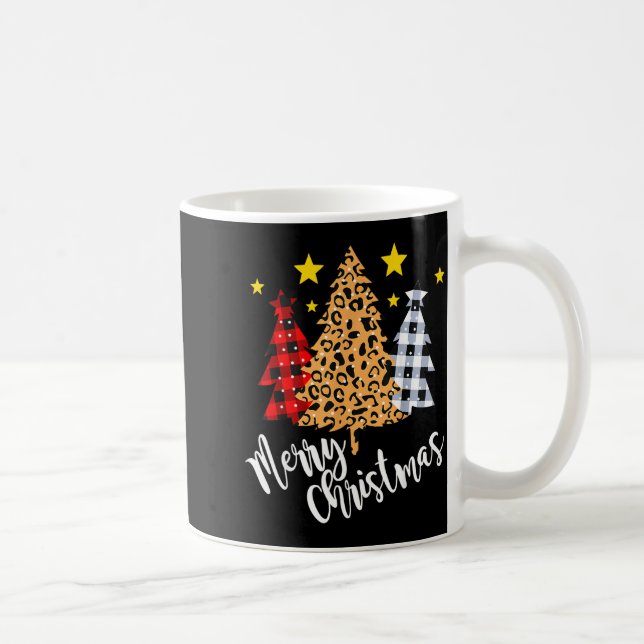 Caneca De Café Merry Christmas Tree Buffalo Plaid Red Green Xmas  (Direita)