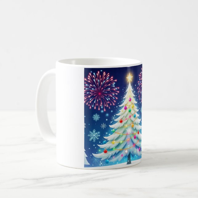 Caneca De Café Merry Christmas Tree Coffee Mug – Winter Festival  (Frente Esquerda)