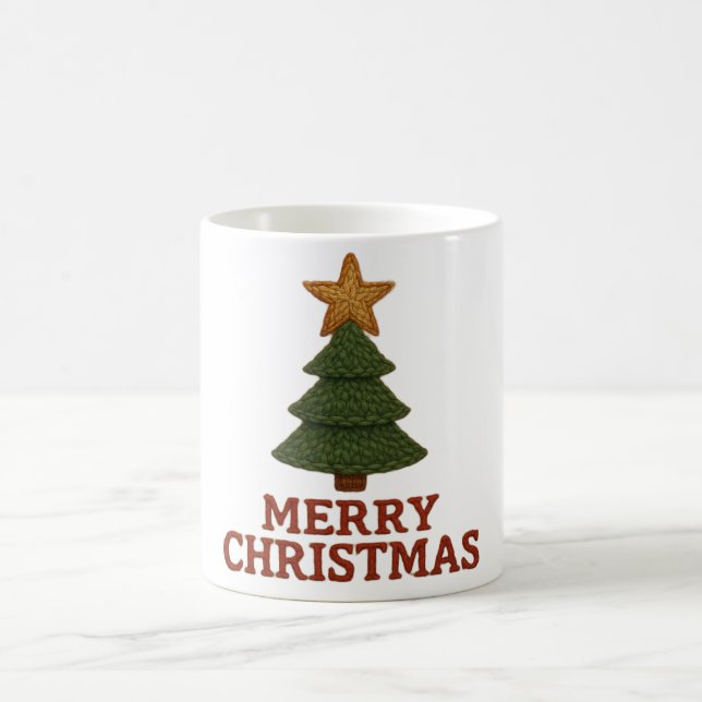 Caneca De Café Merry Christmas tree with a knitted feel (Centro)