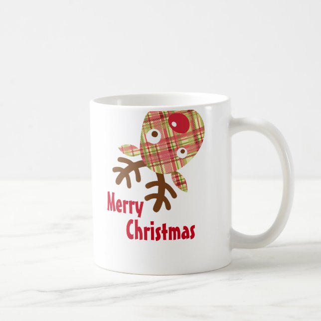 Caneca De Café Merry Christmas Whimsical Reindeer (Direita)