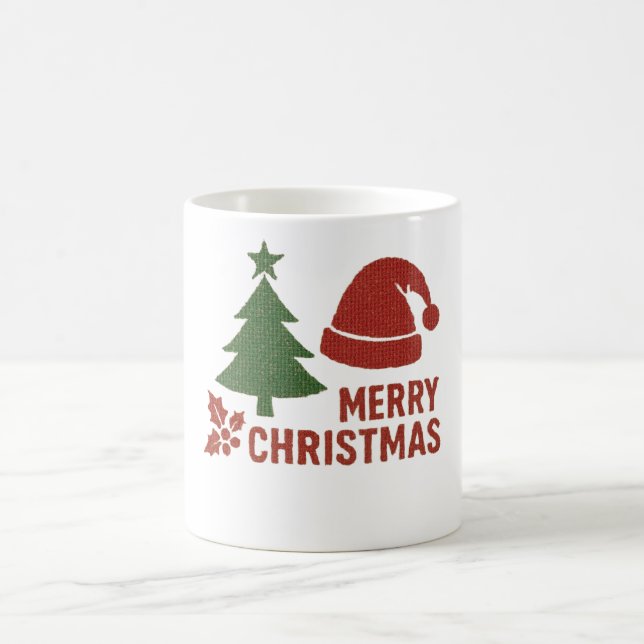 Caneca De Café Merry Christmas with a cute knitted feel (Centro)