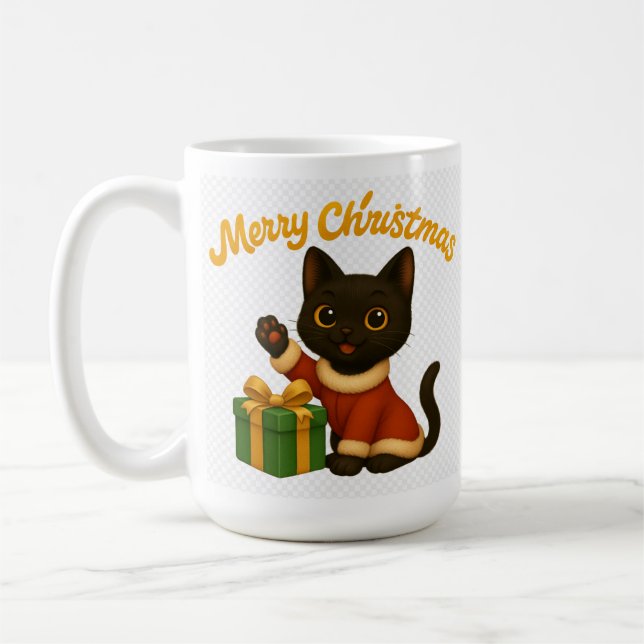 Caneca De Café Merry Christmas with Emi the Black Cat (Esquerda)